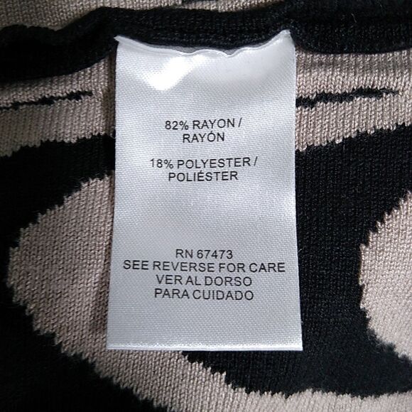 DANNY & NICOLE Midi Knee Dress Drop Waist Fit And Flare  Black Tan Geometric  L - Picture 6 of 8